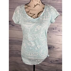 Fresh Produce Ruched Side Shirt Womens XS V Neck Cap Sleeve 100% Cotton